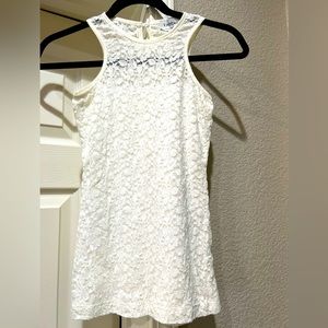 Bebe Dressy Formfitting White Lace Tank Top Sz XS